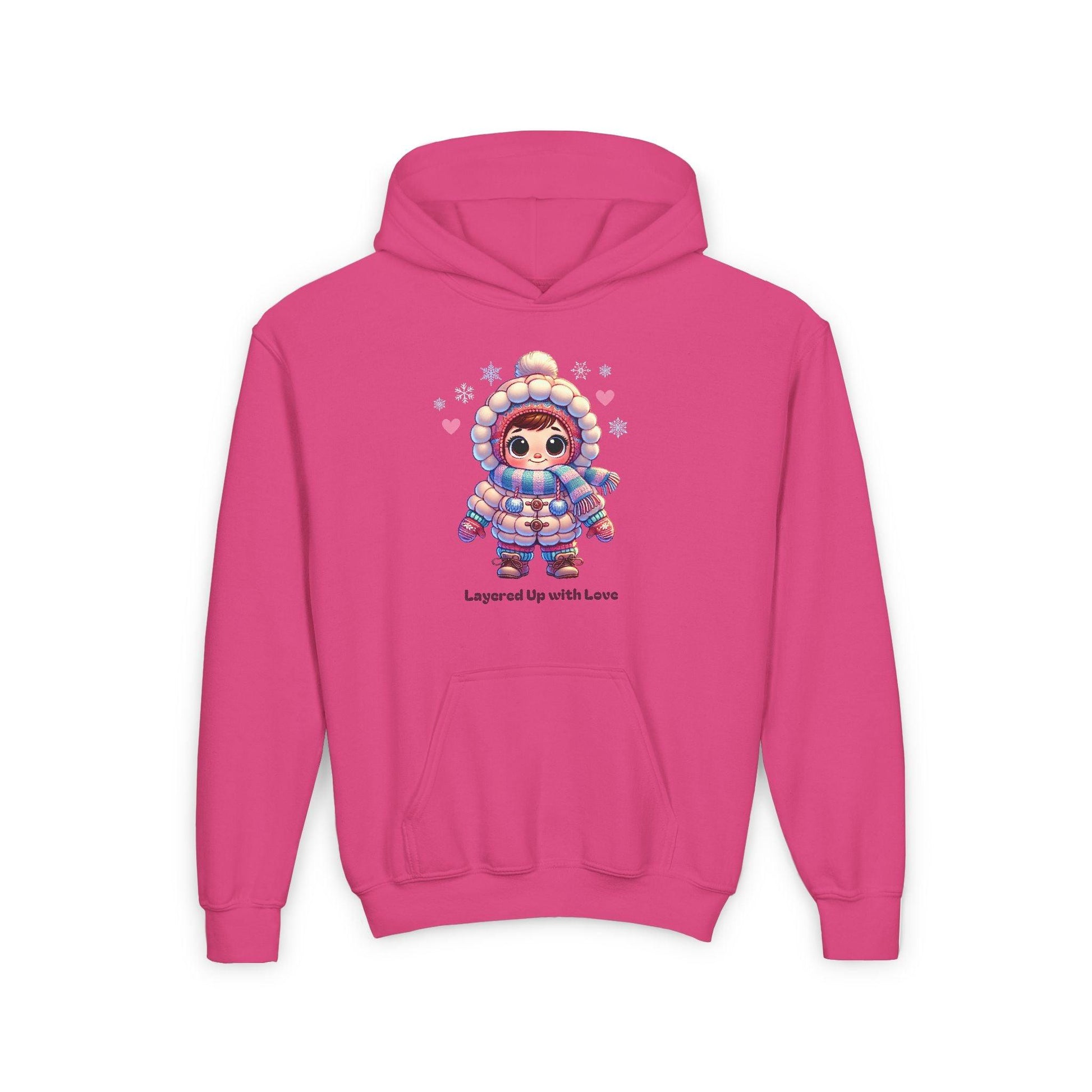 Layered Up with Love (girl) - Cozy Comfort for Kids! ❄️💖 Youth Heavy Blend Hooded Sweatshirt - Whippie's