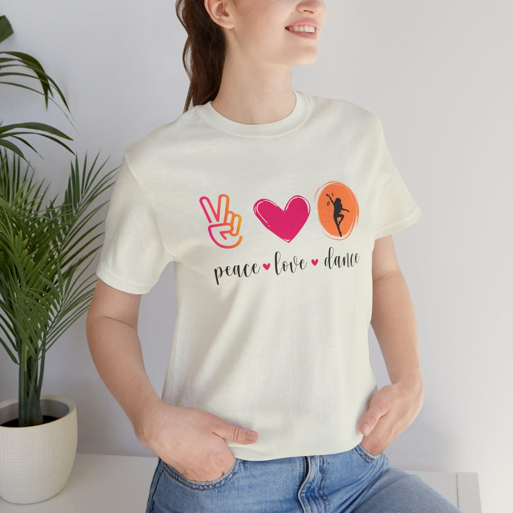 Peace, Love & Dance Unisex Jersey Tee - ✌️❤️💃 Express Yourself Through Movement! 💃❤️✌️ - Whippie's