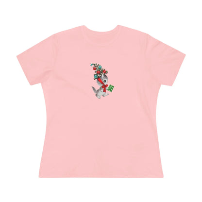 Retro Kittie with Tinsel Christmas Tree Hat - Women's Tee - Whippie's