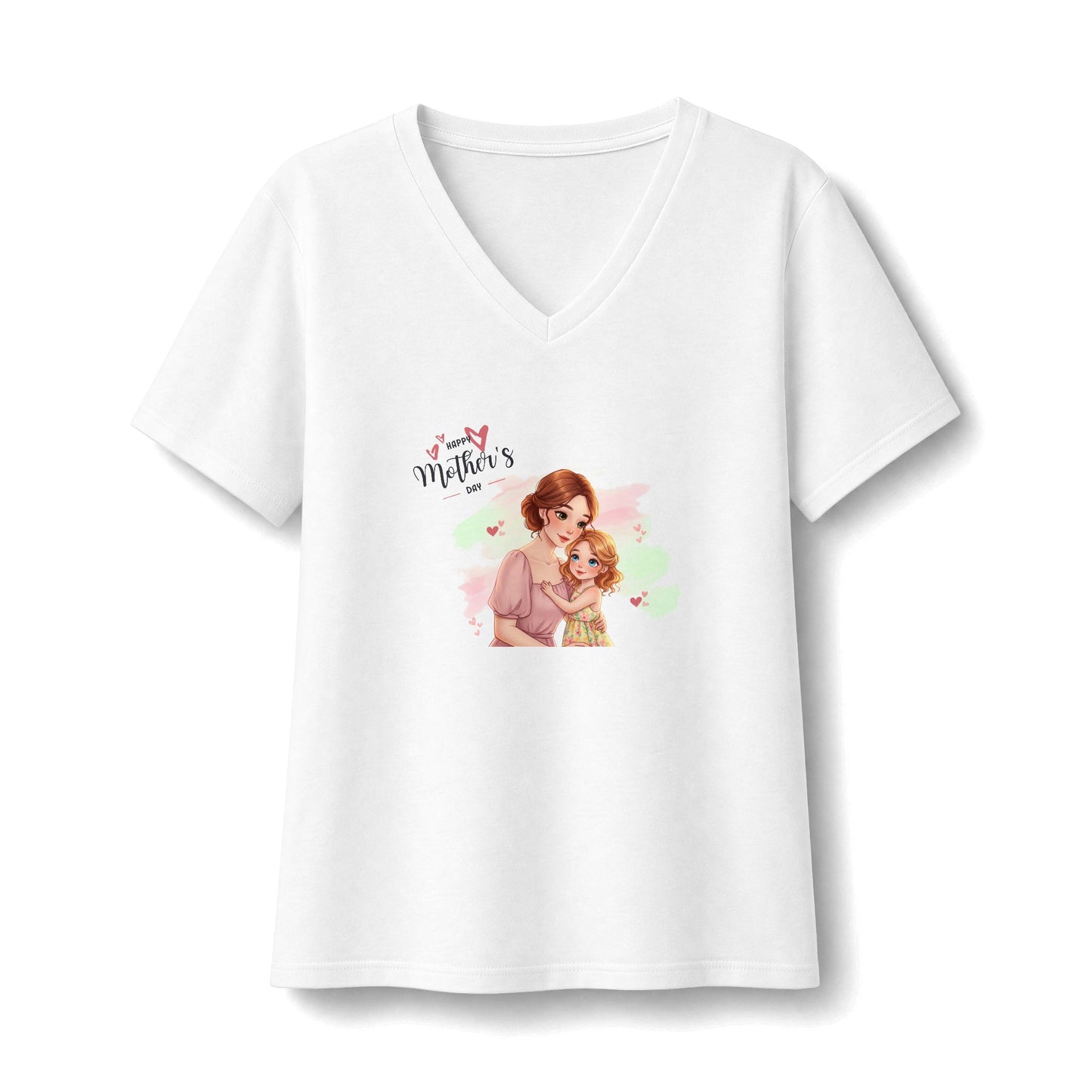 Happy Mother's Day Mom & Daughter Hug V-Neck T-Shirt