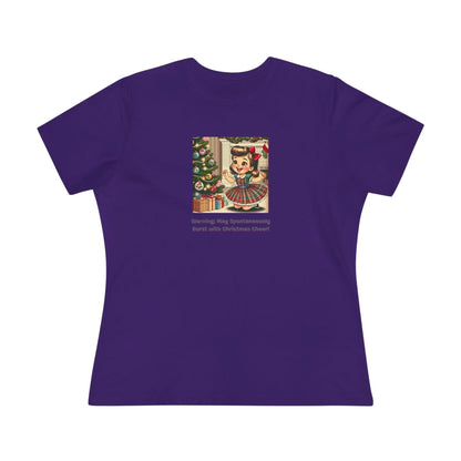 Warning: May Spontaneously Burst with Christmas Cheer! - Women's Softstyle Tee - Whippie's