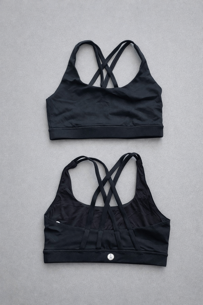 Atlas Black Bra Top girls dance top front view