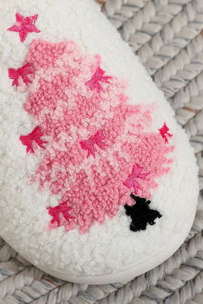 Pink Tree Christmas Slippers