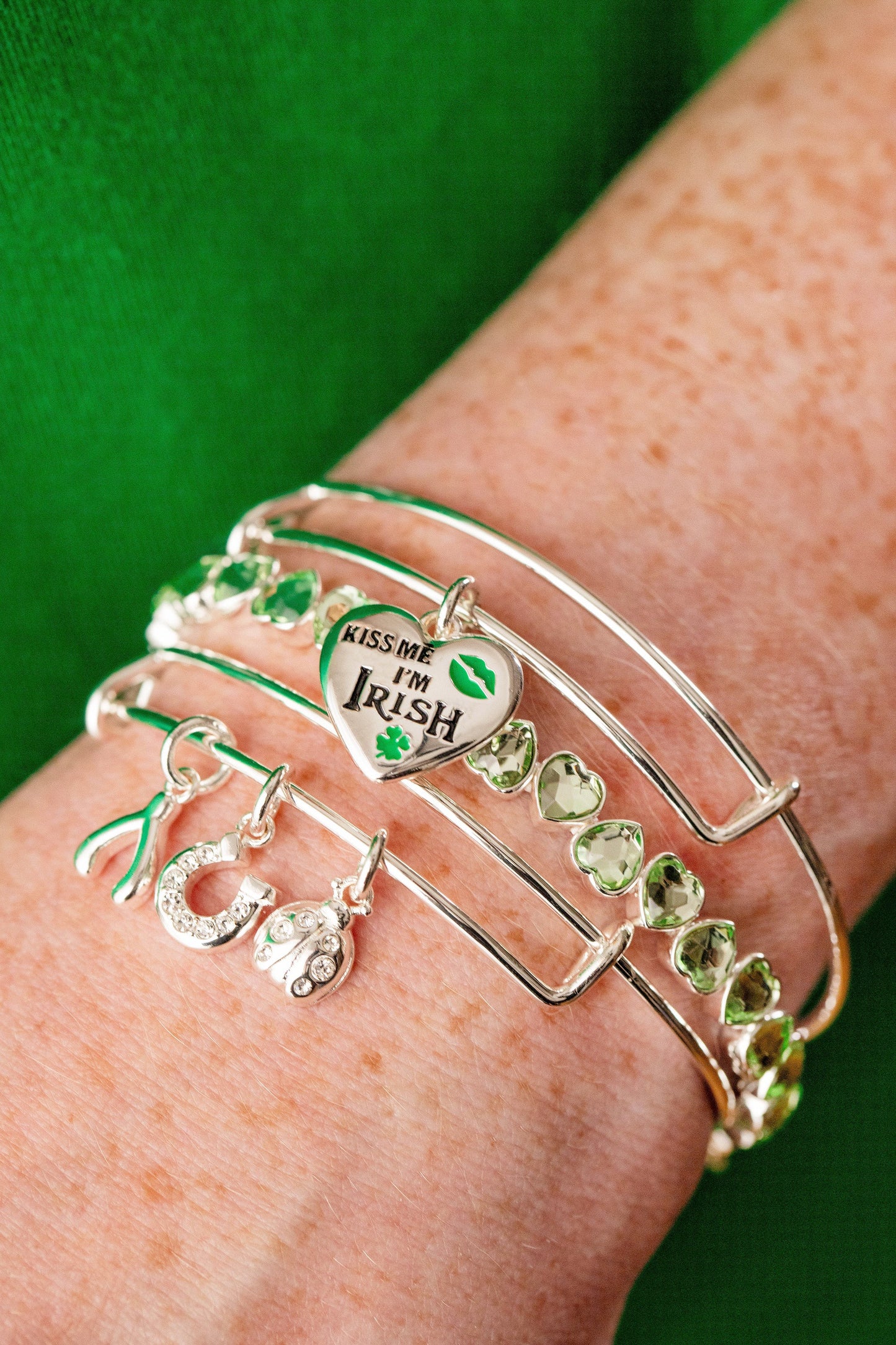 St. Patrick's Day Kiss Me I'm Irish Charm Bangle