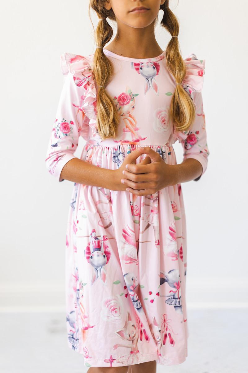 Mila & Rose Ballet Beauties 3/4-sleeve Ruffle Twirl Dress, additional product view 5