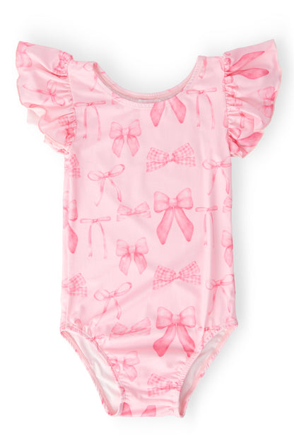 Mila & Rose Blushing Bows short-sleeve Flutter Leotard, featured product view