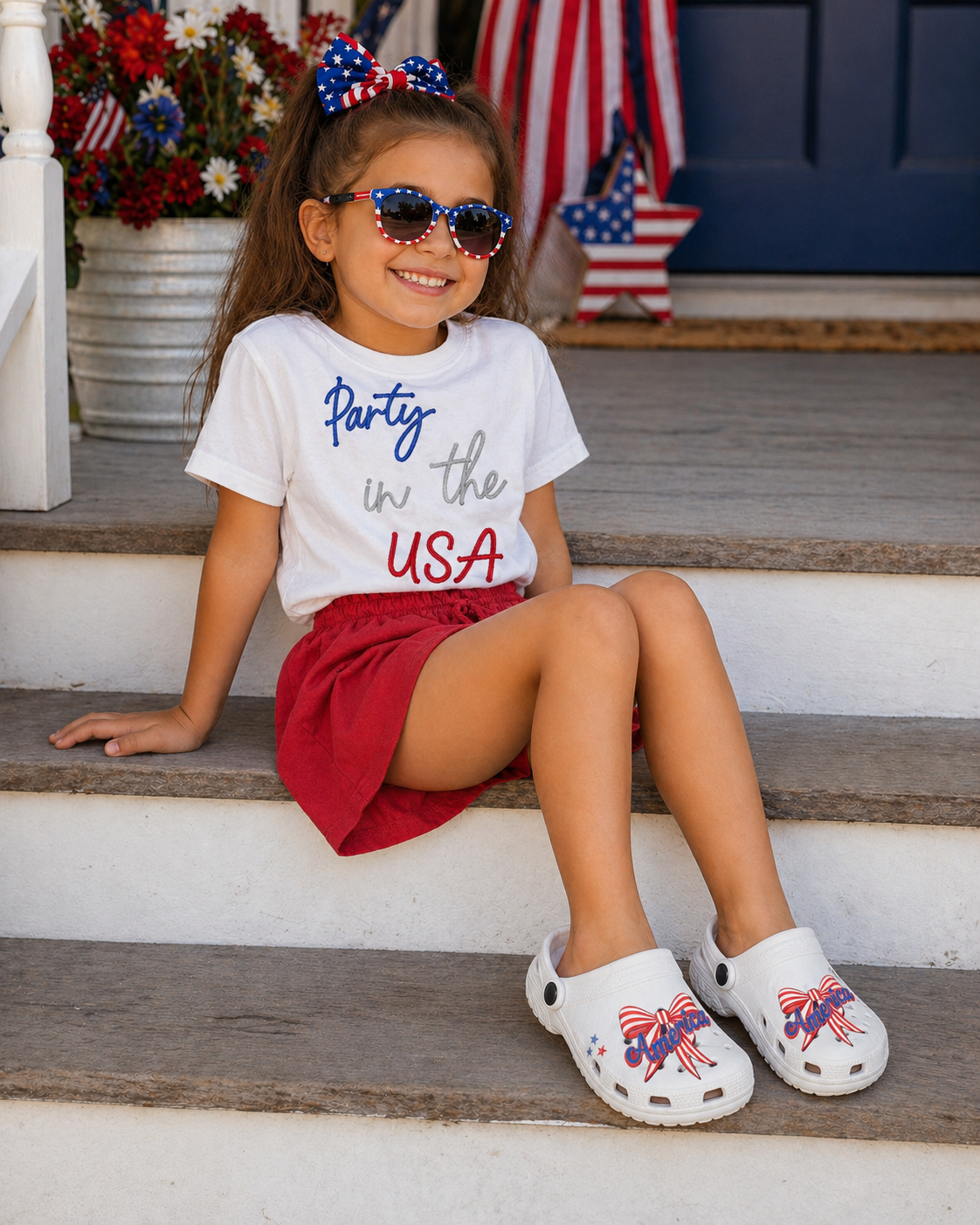 Kids Patriotic Shoes | America Bow Clogs