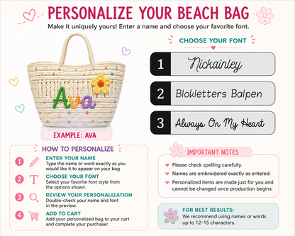 Custom Name Beach Bag | Personalized Summer Tote