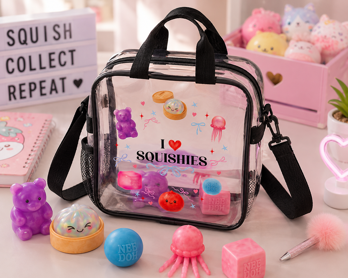 Personalized Squishy Storage Bag | I Love Squishies Clear Organizer Bag