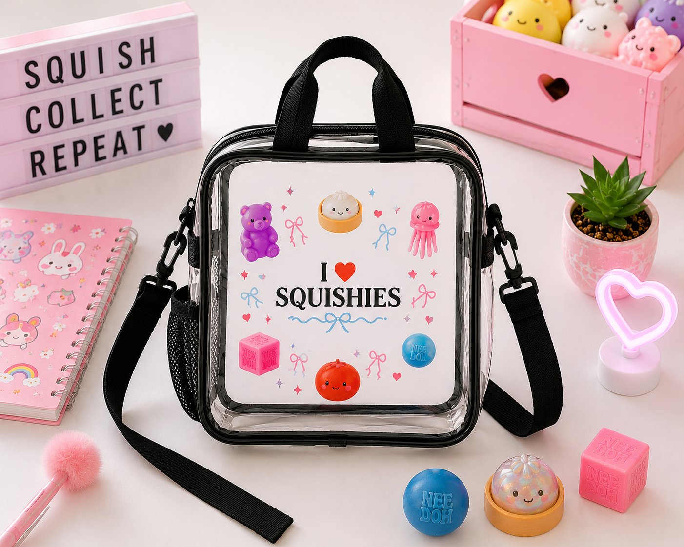 Squishy Storage Bag | I Love Squishies Clear Waterproof Organizer Bag