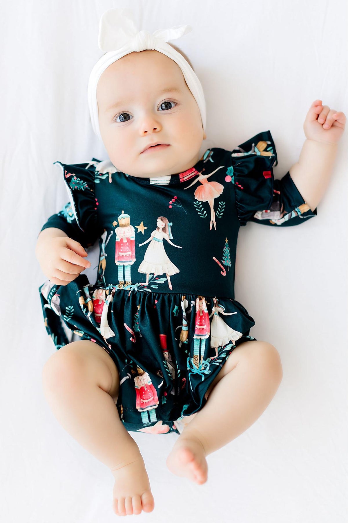 Mila & Rose Christmas Ballet 3/4-sleeve Flutter Twirl Bodysuit, additional product view 2