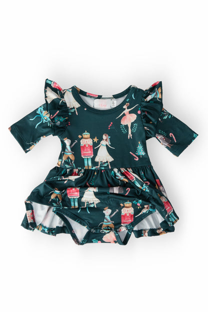 Mila & Rose Christmas Ballet 3/4-sleeve Flutter Twirl Bodysuit, additional product view 3
