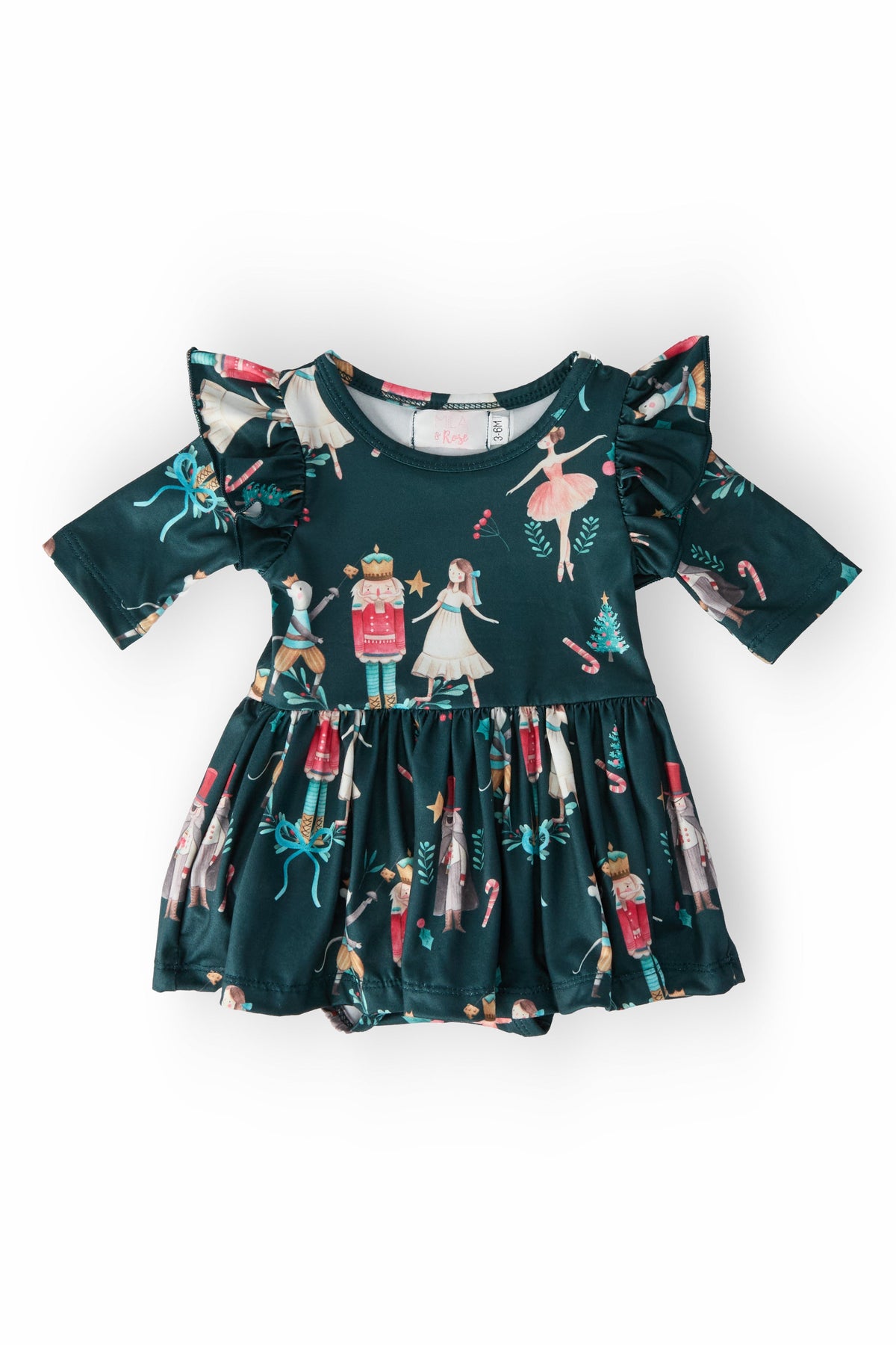Mila & Rose Christmas Ballet 3/4-sleeve Flutter Twirl Bodysuit, featured product view
