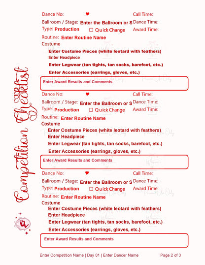Competition Checklist (Printable)