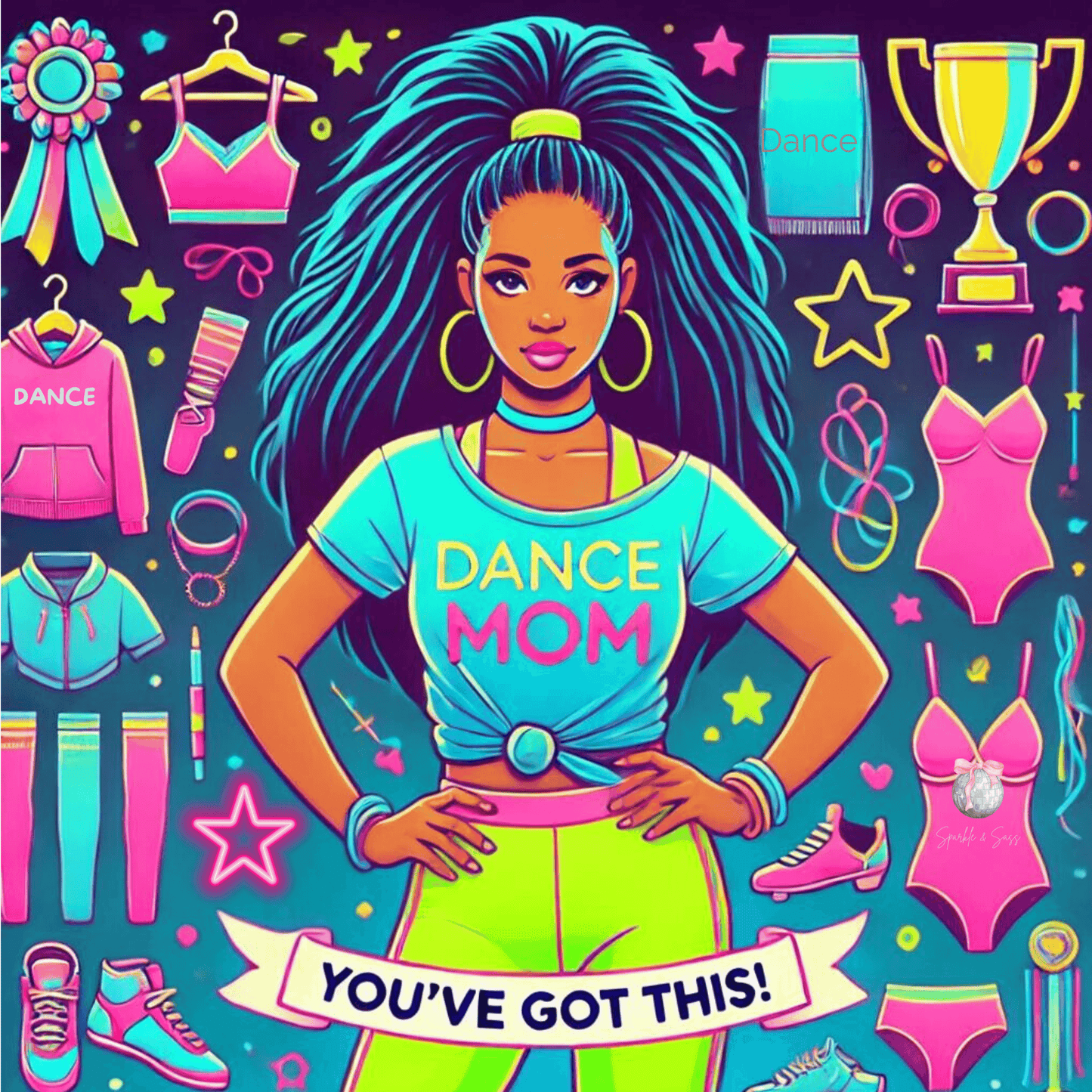 Dance Mom: You've Got This - Darker Skin Tone Mom - Young - Women's Flowy Racerback Tank - Whippie's