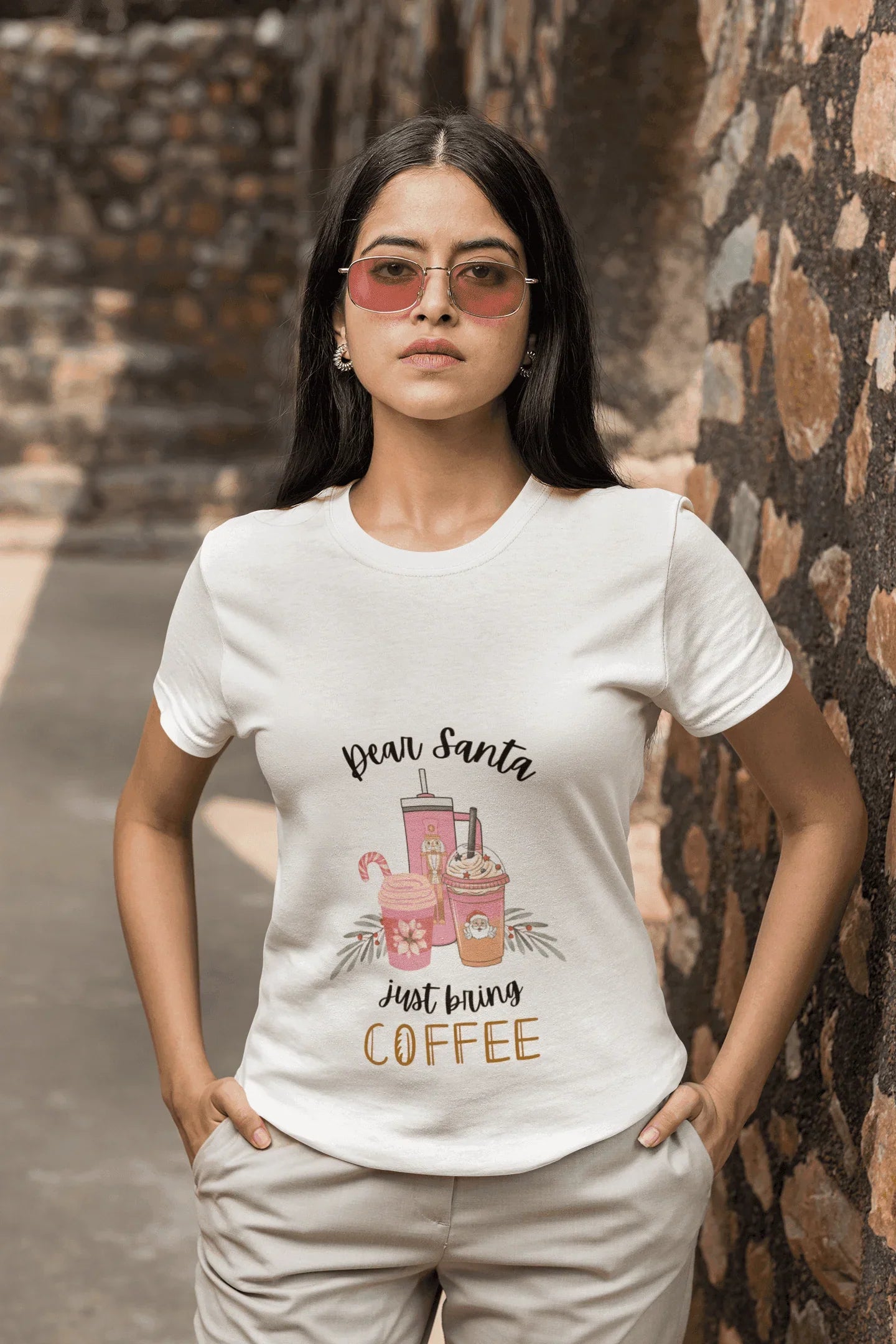 Dear Santa, just bring COFFEE - Women's Softstyle Tee - Whippie's