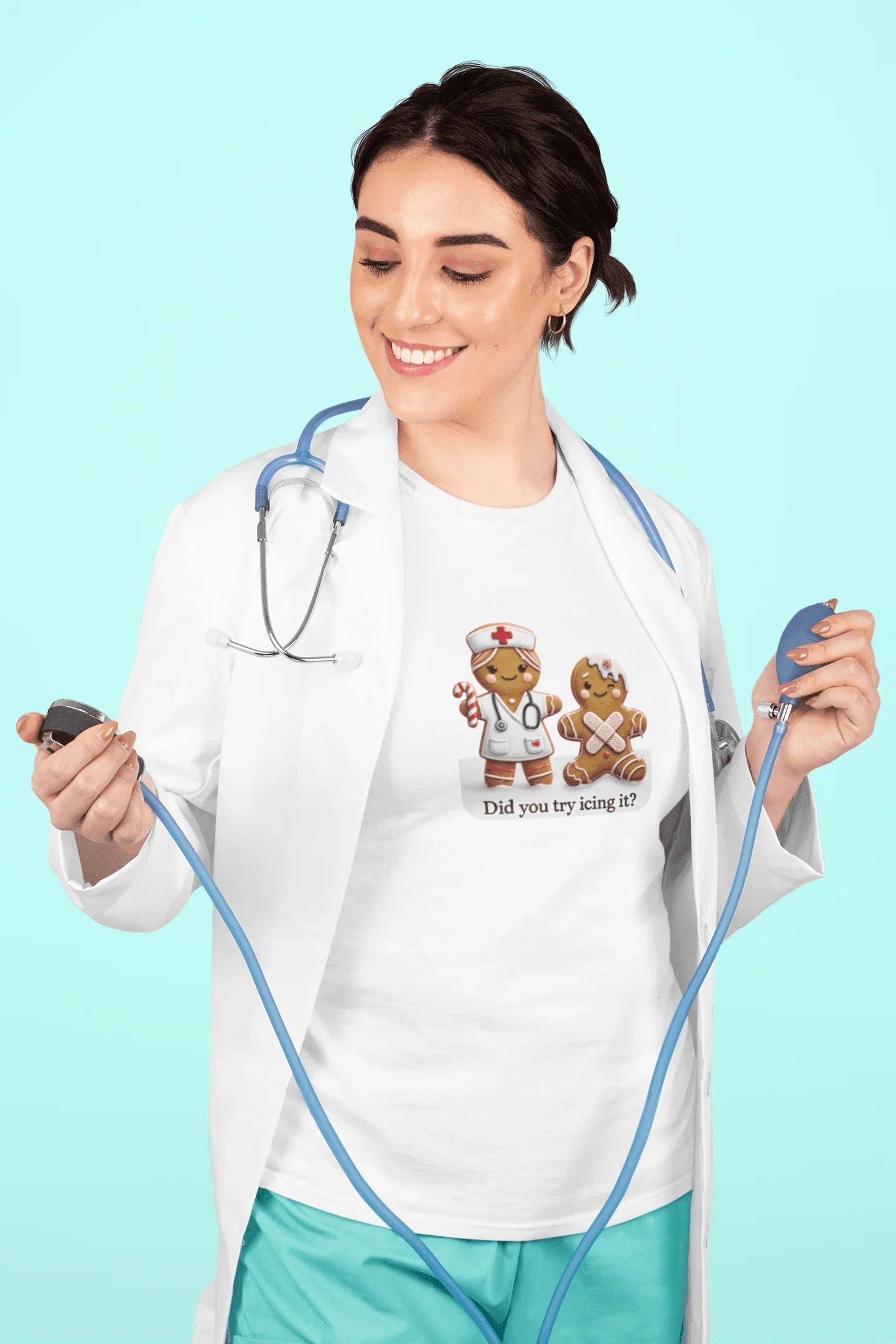 🍪🩹 "Did You Try Icing It?" 👩‍⚕️🎄 - Women's Softstyle Tee - Whippie's