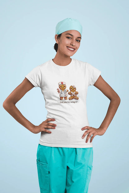 🍪🩹 "Did You Try Icing It?" 👩‍⚕️🎄 - Women's Softstyle Tee - Whippie's