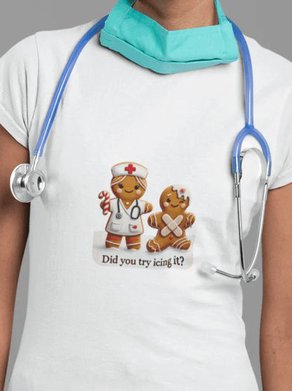 🍪🩹 "Did You Try Icing It?" 👩‍⚕️🎄 - Women's Softstyle Tee - Whippie's