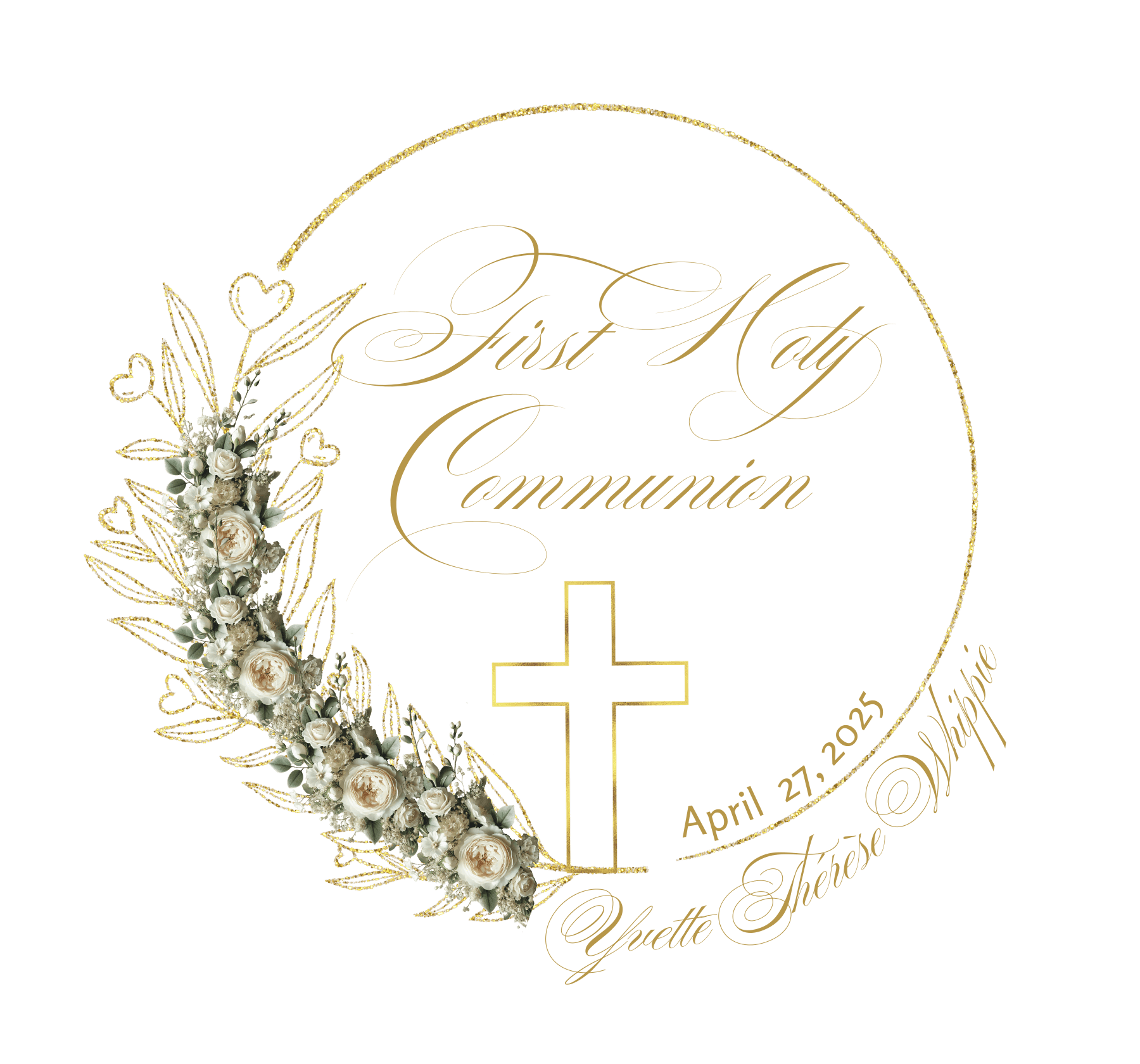 First Holy Communion Cross Necklace - A Treasured Symbol of Faith 🕊️ - Personalizable - Whippie's