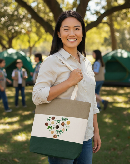 Heart Girl Scout Cookie Tote | Canvas Market Bag (LBB)