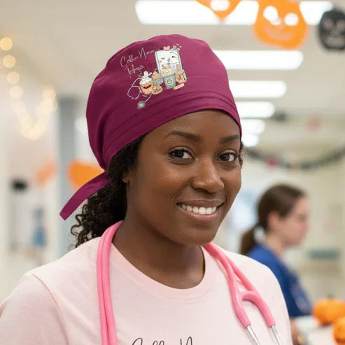 Coffee, Nurse, Repeat: Halloween Scrub Cap - Tired Nurse Edition
