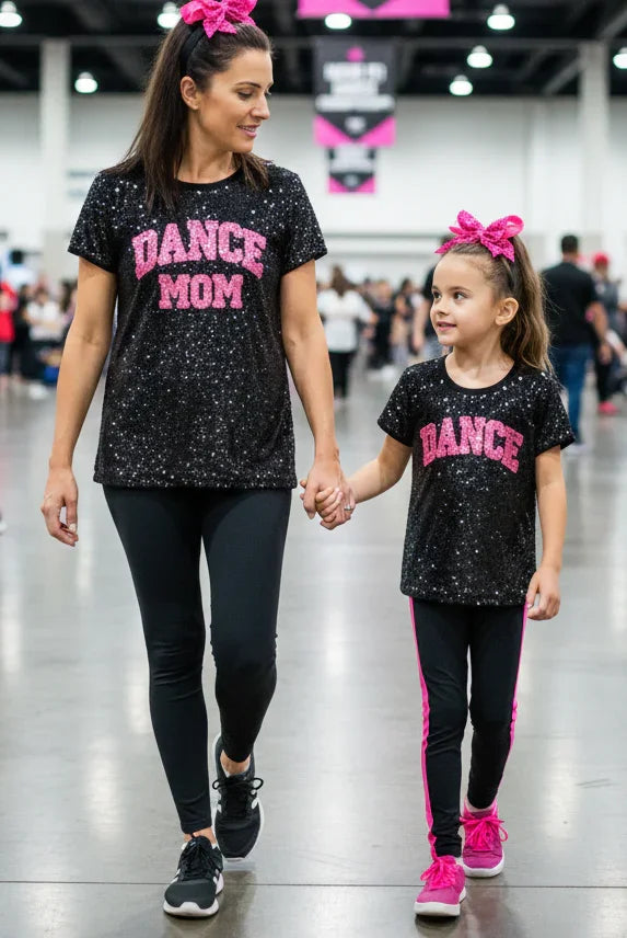 Sequin Black and Pink Dance Mom Shirt