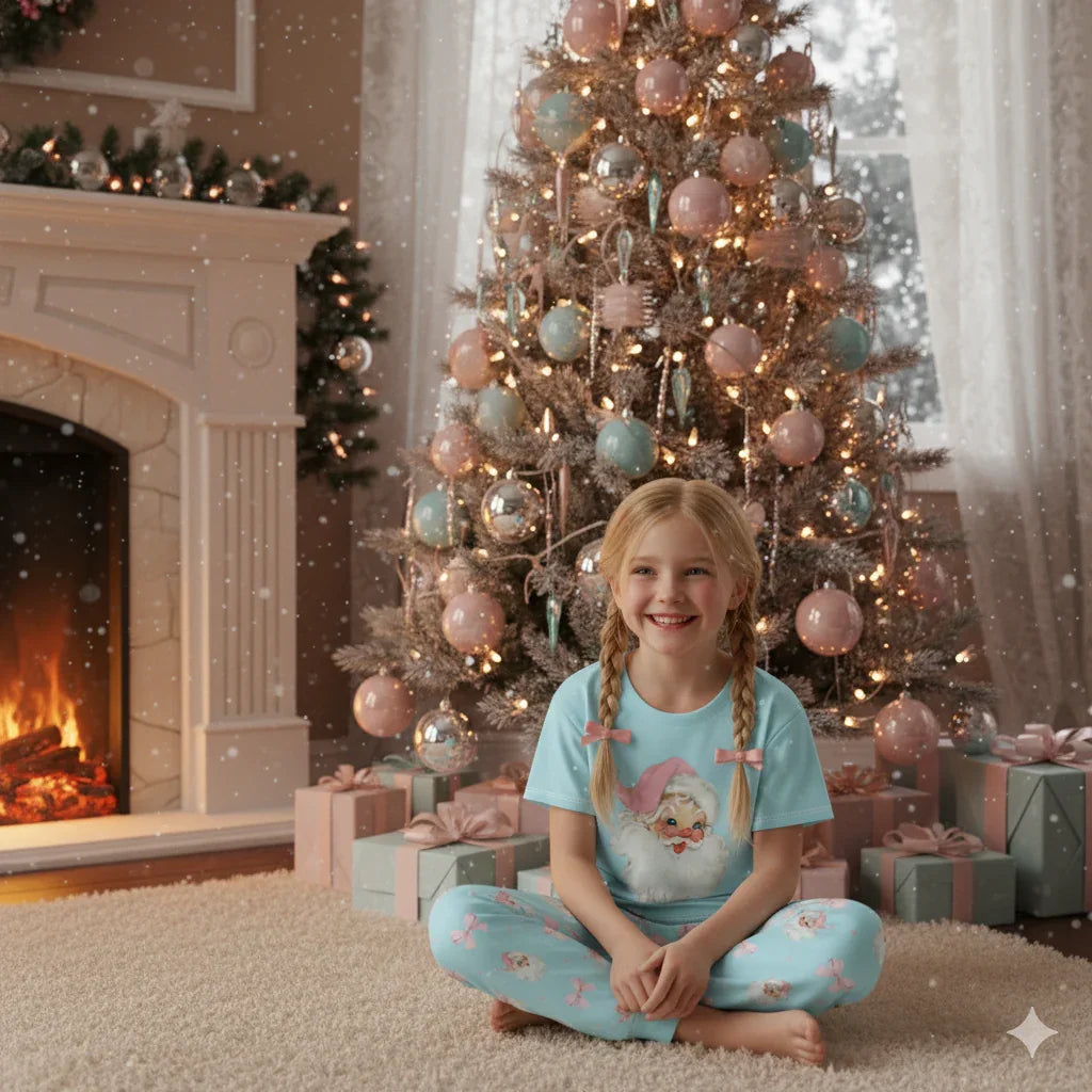 Vintage Santa Coquette Childrens Santa Pajamas Set