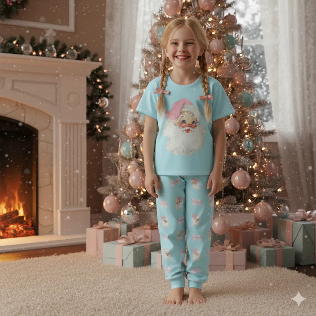 Vintage Santa Coquette Childrens Santa Pajamas Set