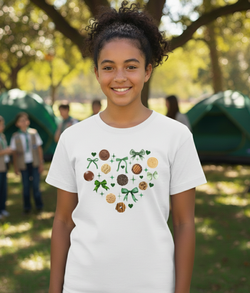 Heart Girl Scout Cookie Tee | Youth Cotton T-Shirt (ABC)