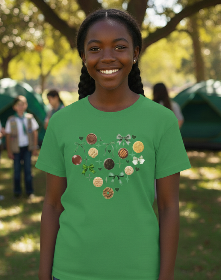 Heart Girl Scout Cookie Tee | Youth Cotton T-Shirt (ABC)
