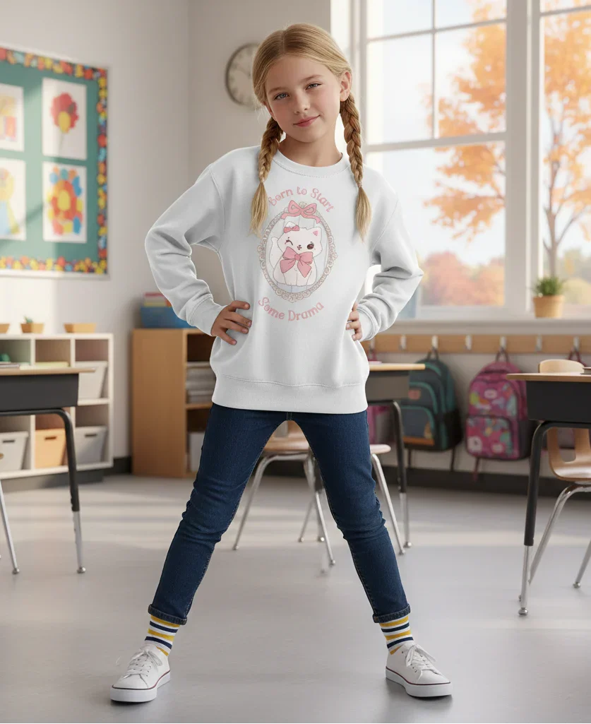 Born to Start Some Drama | Youth Fleece  Sassy Sweatshirt
