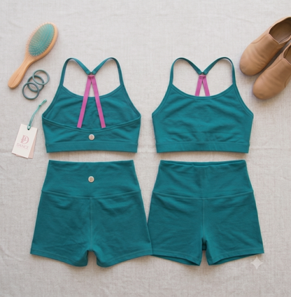 Teal Daybreak Top & Shorts Set | Girls Dancewear
