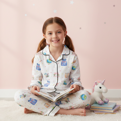 Back to School Adventures Kids Pajama Set with Pockets