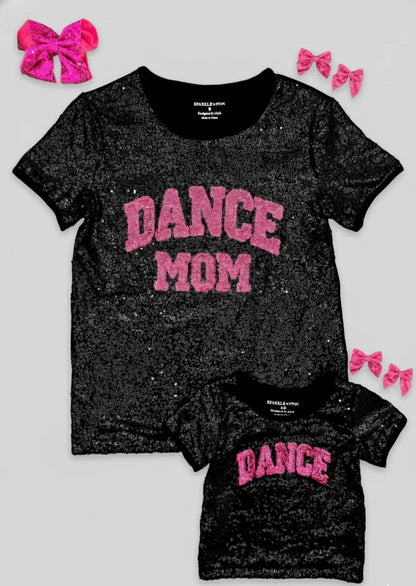Sequin Black and Pink Dance Mom Shirt