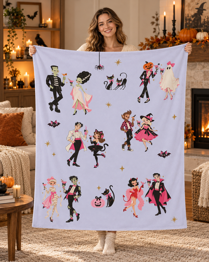 Retro Halloween Blanket | Pink Cocktail Party Throw