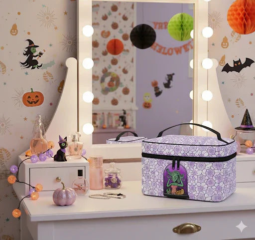 Halloween Makeup Bag | Spooky Cosmetic Organizer | Travel Toiletry Case