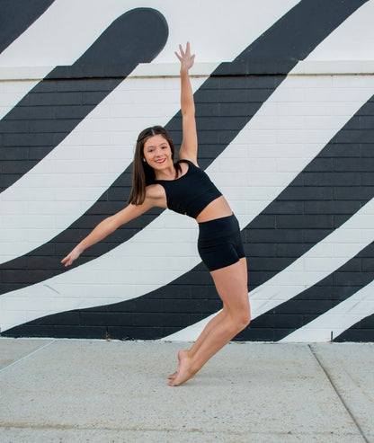 Fin Favorite Black Shorts girls dance shorts detail view