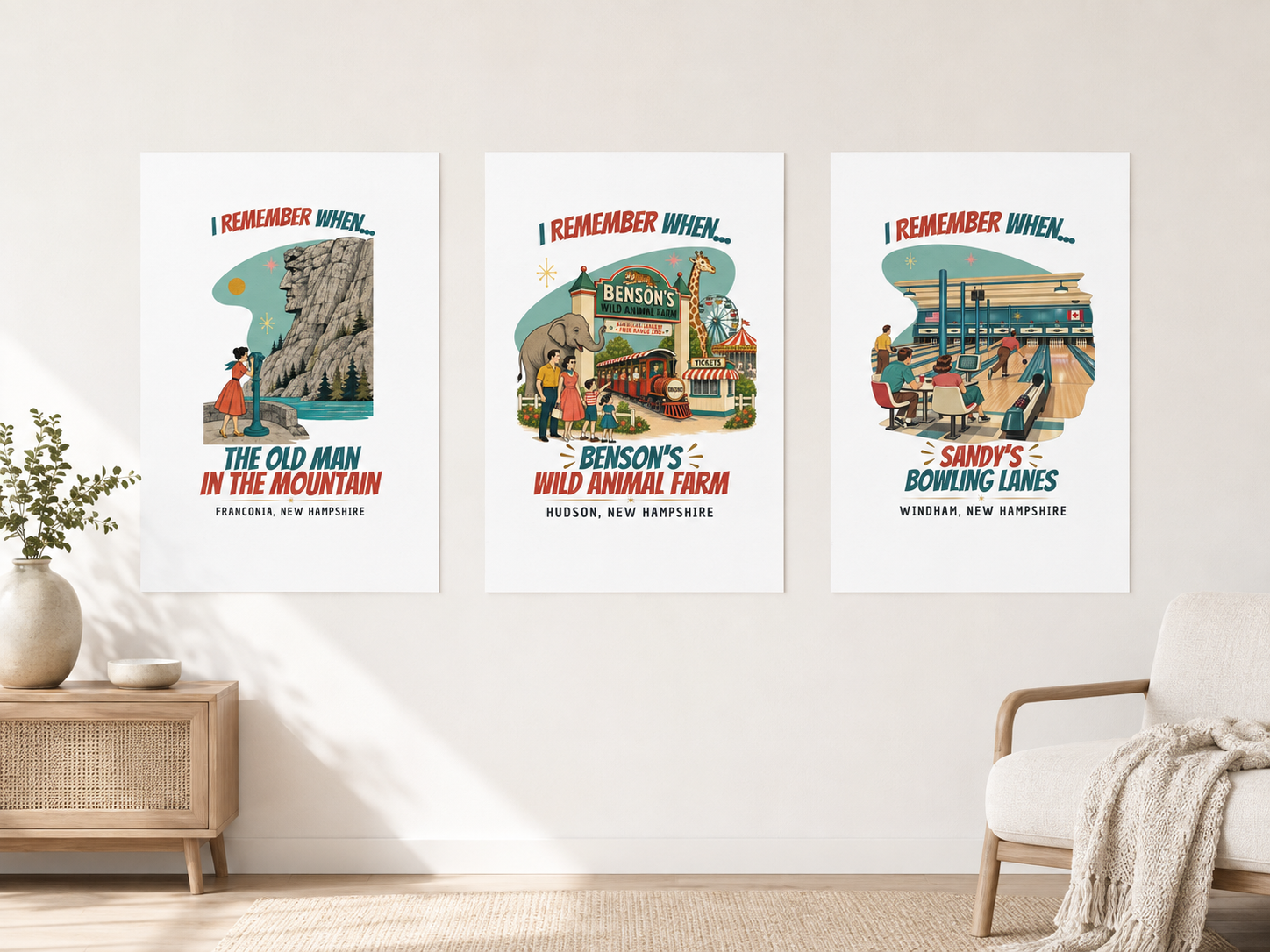 New Hampshire Nostalgia Poster Set | I Remember When 18×24