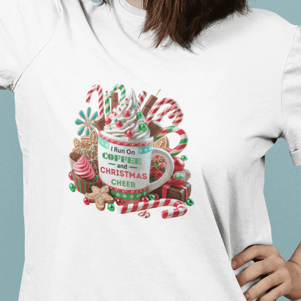 ☕🎄 I Run on Coffee & Christmas Cheer 🎁🌟 - Women's Softstyle Tee - Whippie's