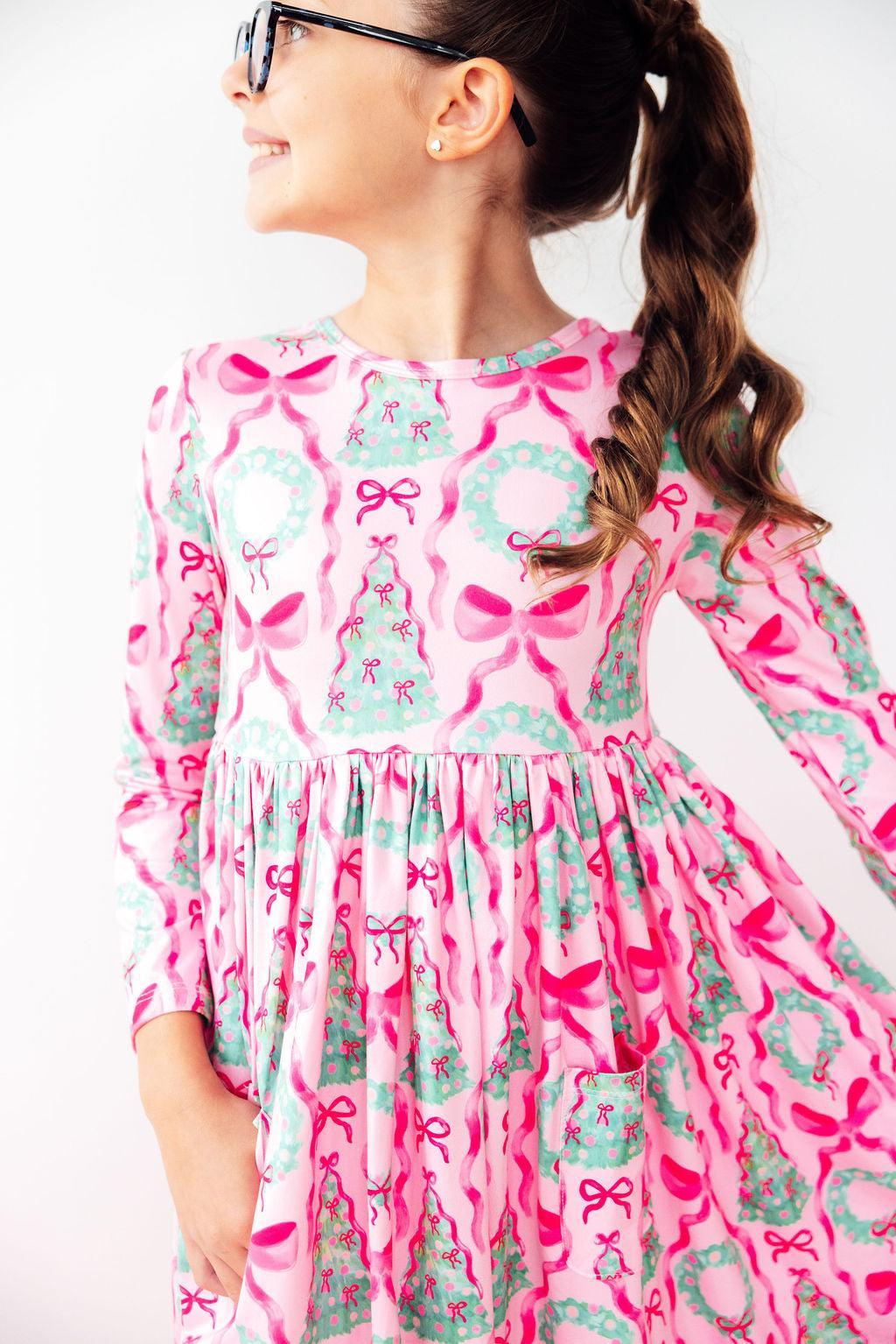 Mila & Rose Jingle Bows long-sleeve Pocket Twirl Dress, additional product view 3