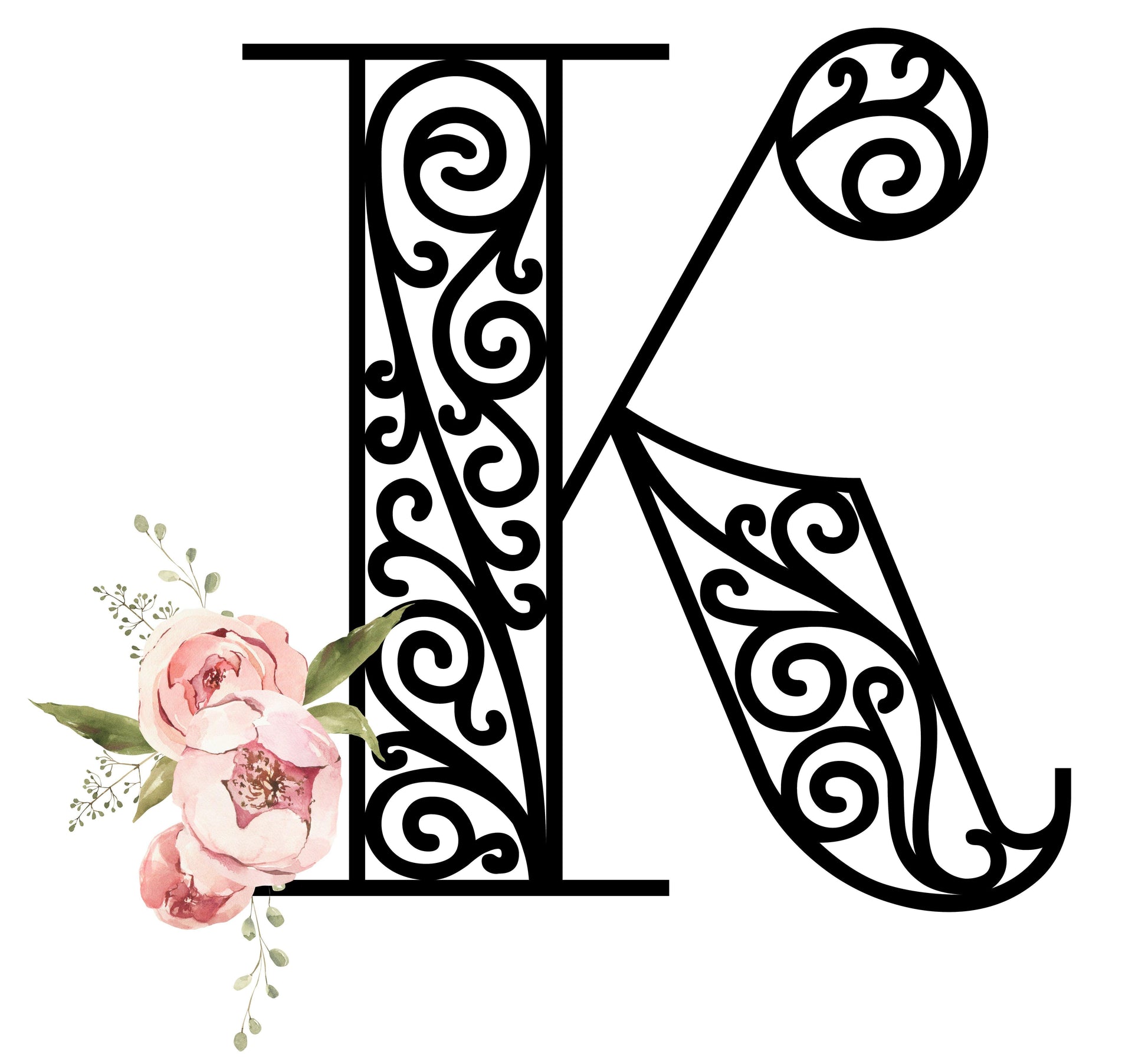Floral Letters: Letter K - Kids Softstyle Tee - Whippie's