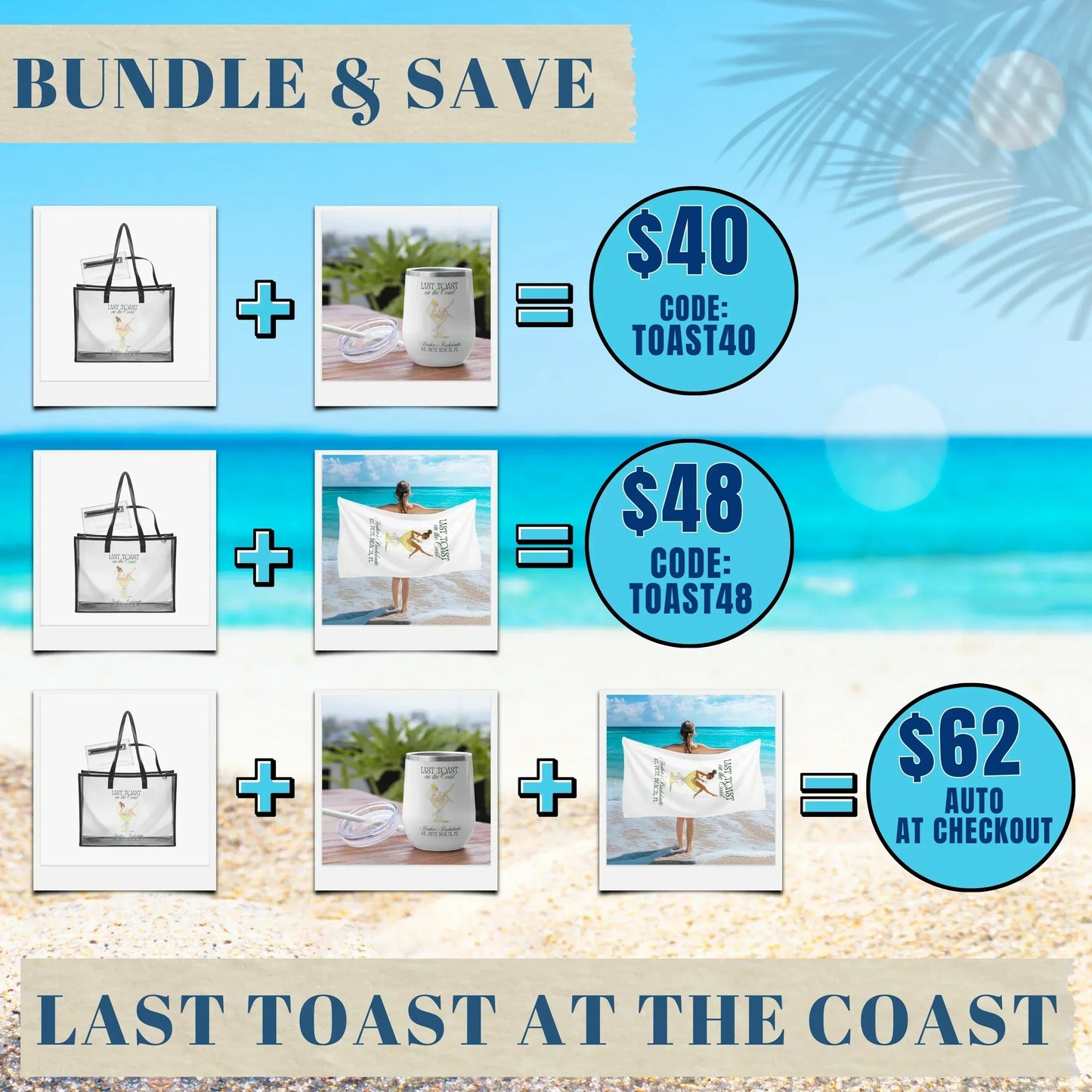 Toast on the Coast Bachelorette Beach Towel - Personalizable - FREE Shipping!