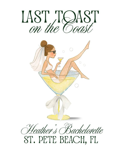 Toast on the Coast Bachelorette Beach Towel - Personalizable - FREE Shipping!