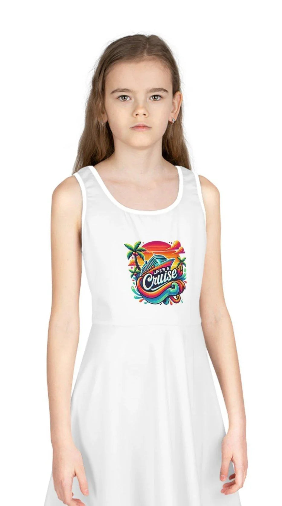 Life's a Cruise Girls' Dress 🌊☀️🚢🌴 (with twirly skirt!) - Whippie's