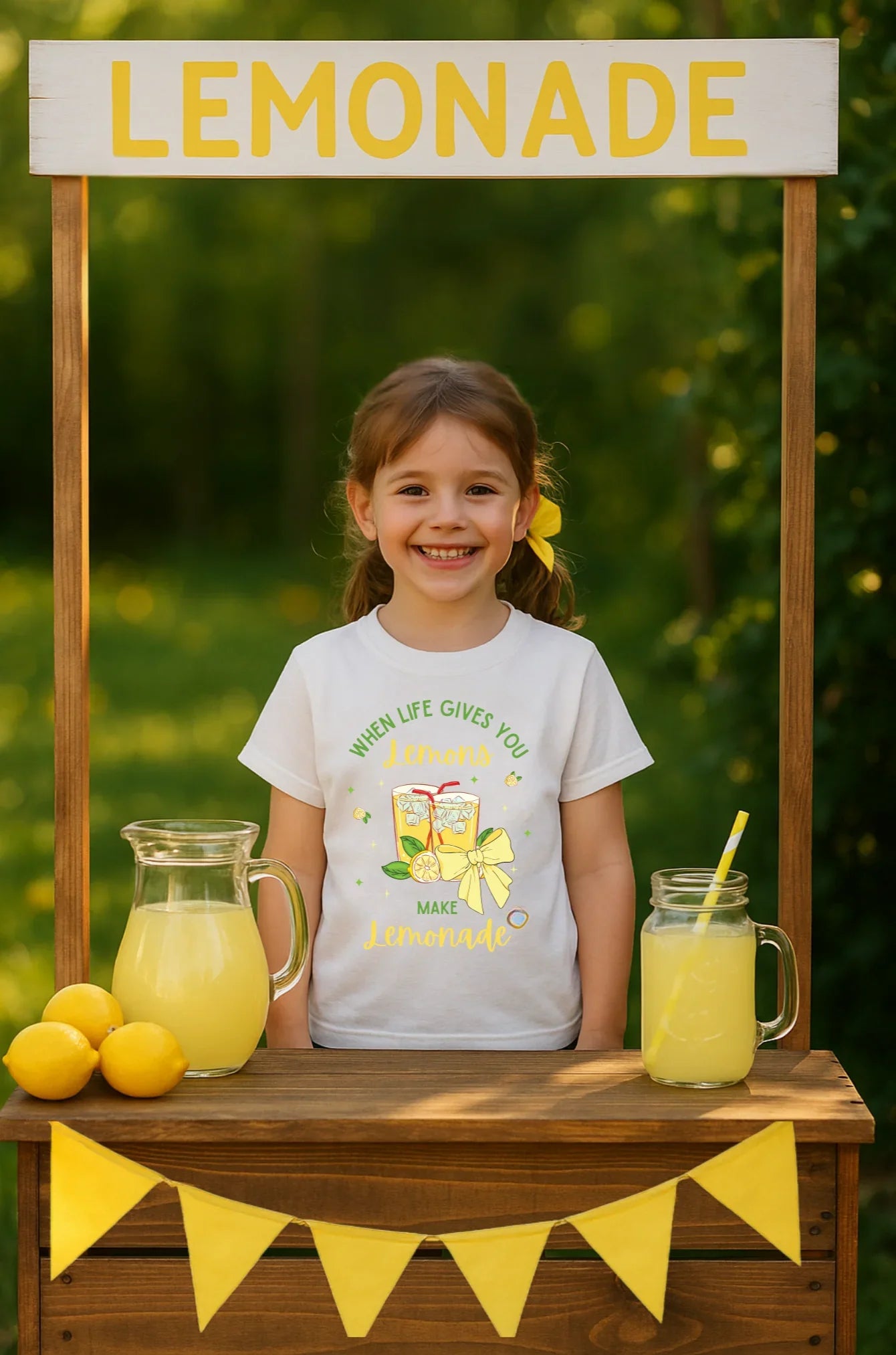 Squeeze the Day: Kids' Bow Lemonade T-Shirt - Make Life Sweet!