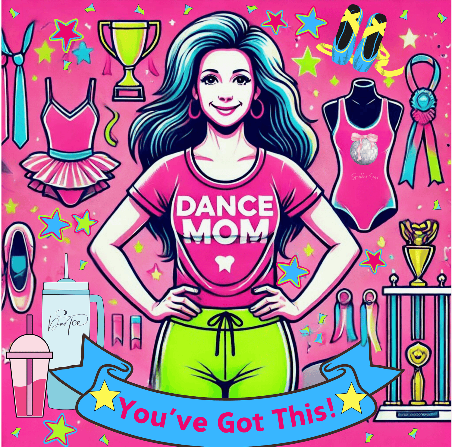 Dance Mom: You've Got This - Brunette Mom - Women's Flowy Racerback Tank - Whippie's
