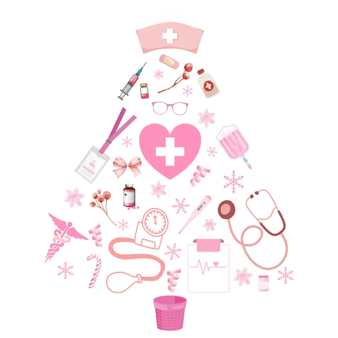 💖 Nurse's Pink Christmas Tree 💖 - Women's Softstyle T-shirt - Whippie's