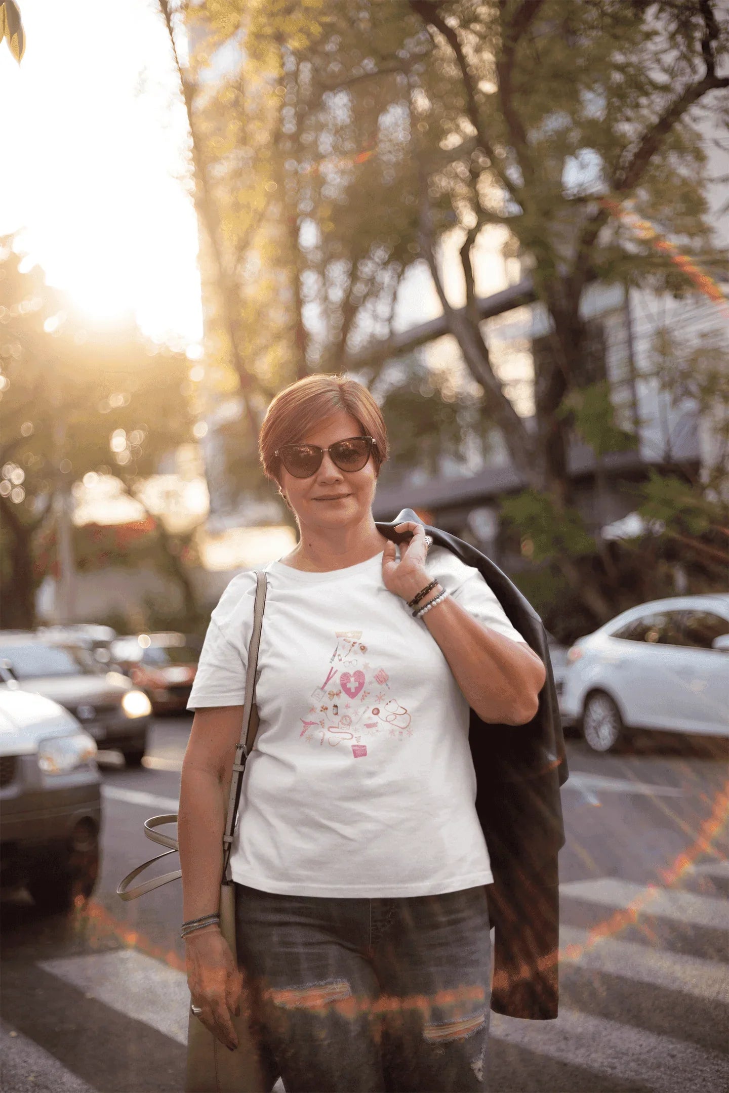 💖 Nurse's Pink Christmas Tree 💖 - Women's Softstyle T-shirt - Whippie's