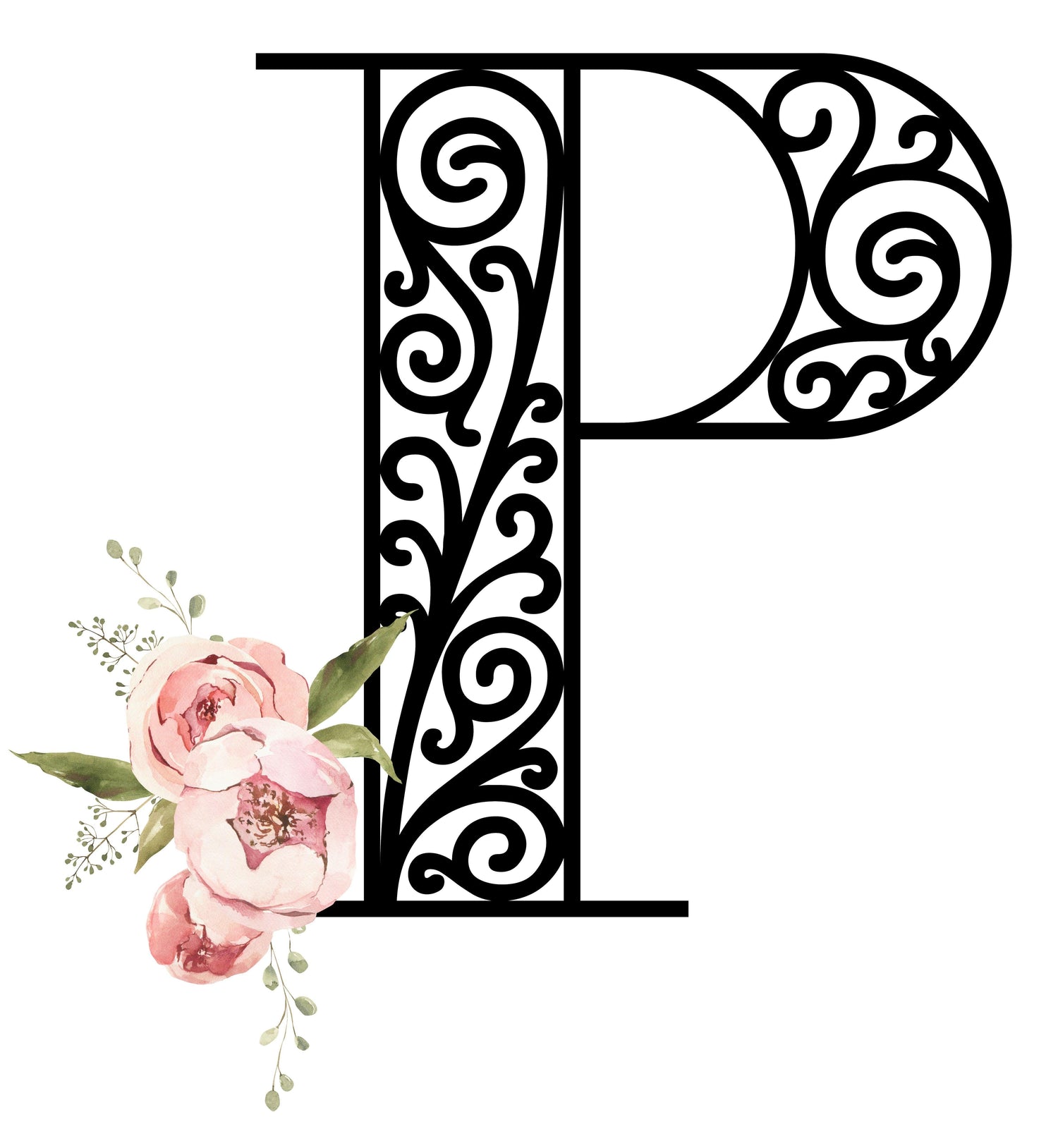 Floral Letters: Letter P - Kids Softstyle Tee - Whippie's